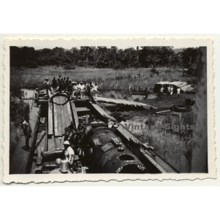 Gabenge - Bolobo / Congo: Big Dredge At Work *10 / Water Pipe (Vintage Photo B/W 1946)