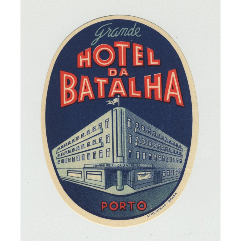 Grande Hotel Da Batalha - Porto / Portugal (Vintage Luggage Label)