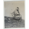Blonde Beauty Tied On 60s Cantilever Chair / Lingerie - BDSM - 60s Interior (Vintage Amateur Photo)