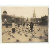 London / UK: Feeding Pigeons At Trafalgar Square (Vintage Photo Sepia ~1920s)