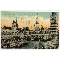 Coney Island N.Y. / USA: General View Of Interior Park (Vintage Postcard 1913)