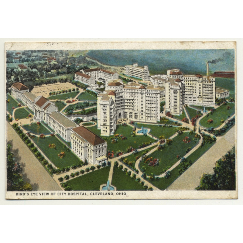 Cleveland - Ohio / USA: Bird's Eye View Of City Hospital (Vintage Postcard 1924)