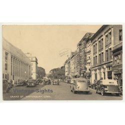 Waterbury, Conneticut / USA: Grand St. (Vintage Postcard ~1940s)