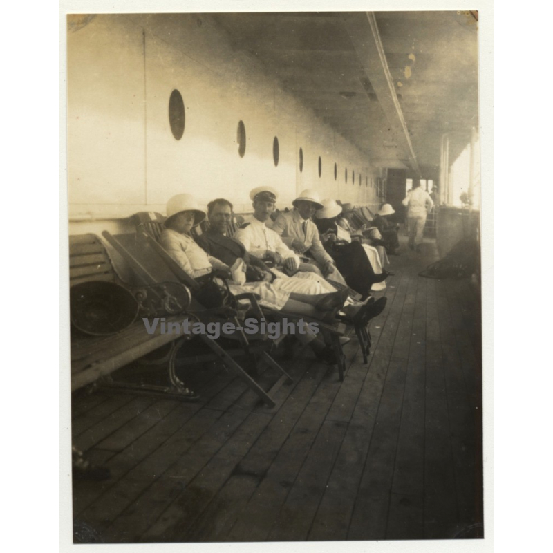 Trip To Congo-Belge: On The Deck Of The S.S. Anversville *2 (Vintage Photo 1930)