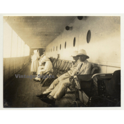 Trip To Congo-Belge: On The Deck Of The S.S. Anversville *3 (Vintage Photo 1930)