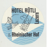 Hotel Rütli & Rheinischer Hof - Luzern / Switzerland (Vintage Luggage Label)