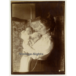 Belgian Upper Society Family *3: Mother & Baby (Vintage Photo Sepia ~1910s/1920s)