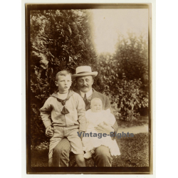 Belgian Upper Society Family *6: Grandfather & Grandsons / Sailor Suit (Vintage Photo...