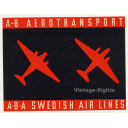 A-B Aerotransport A-B-A Swedish Air Lines (Vintage Airline Luggage Label)