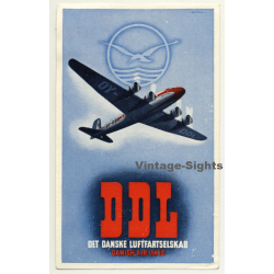 DDL Danish Airlines / Det Danske Luftfartselskab (Vintage Airline Luggage Label)