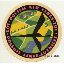 Polish Air Lines Lot - Polskie Linie Lotnicze (Vintage Airline Luggage Label ~1955)