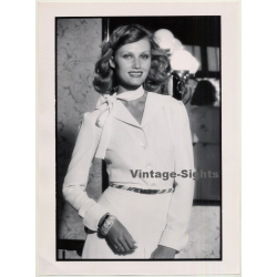 Elegant Female Model In White Blouse *1 / Scarf (Vintage Photo 1980s WOLFGANG KLEIN ~DIN A3)