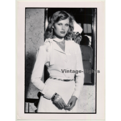 Elegant Female Model In White Blouse *2 / Eyes (Vintage Photo 1980s WOLFGANG KLEIN ~DIN A3)