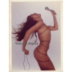 Nude Female Model Wrapped In Cable *2 / Microphone (Vintage Photo 1980s WOLFGANG KLEIN...