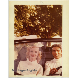 Stylish Couple In Cabrio / Tree Alley (Vintage Photo 1980s WOLFGANG KLEIN ~DIN A3)