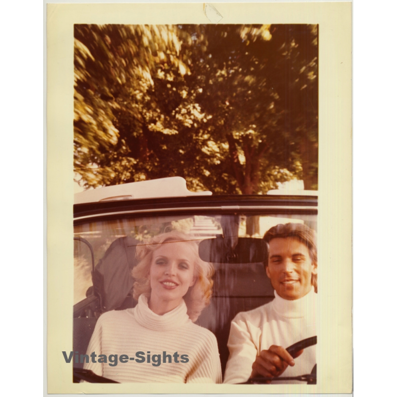 Stylish Couple In Cabrio / Tree Alley (Vintage Photo 1980s WOLFGANG KLEIN ~DIN A3)
