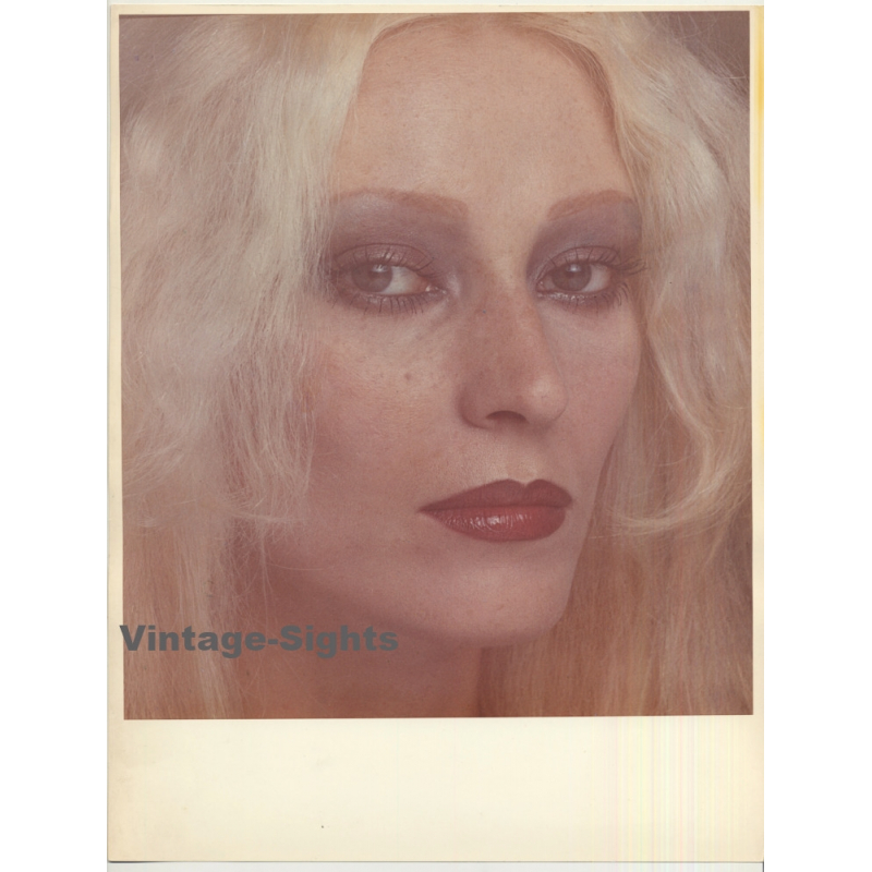 Close-Up Of Blonde Woman's Face / Make-Up (Vintage Photo 1980s WOLFGANG KLEIN ~DIN A3)