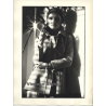Elegant Female Model In Wool Coat *2 / Headgear - B&W (Vintage Photo 1980s WOLFGANG KLEIN ~DIN A3)