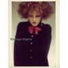Female Curlyhead In Blue Dress With Scarf / Fashion Shoot (Vintage Photo 1980s WOLFGANG KLEIN ~DIN A3)