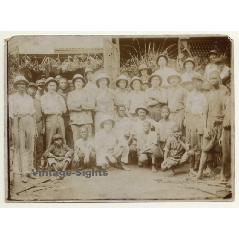 Congo-Belge: Gathering Of Colonial Masters & Indigenous (Vintage Photo Sepia ~1900s/1910s)