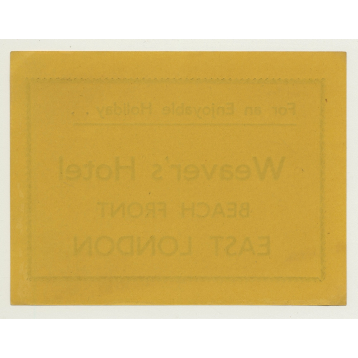 East London / South Africa: Weaver's Hotel - Beach Front (Vintage Luggage Label)