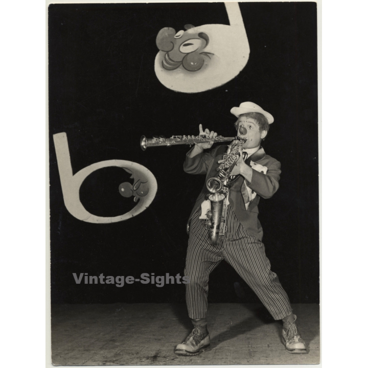 Musical Clown Tino Zacchini / Circus (Vintage Photo Heinz Zeidler GDR ~1960s)