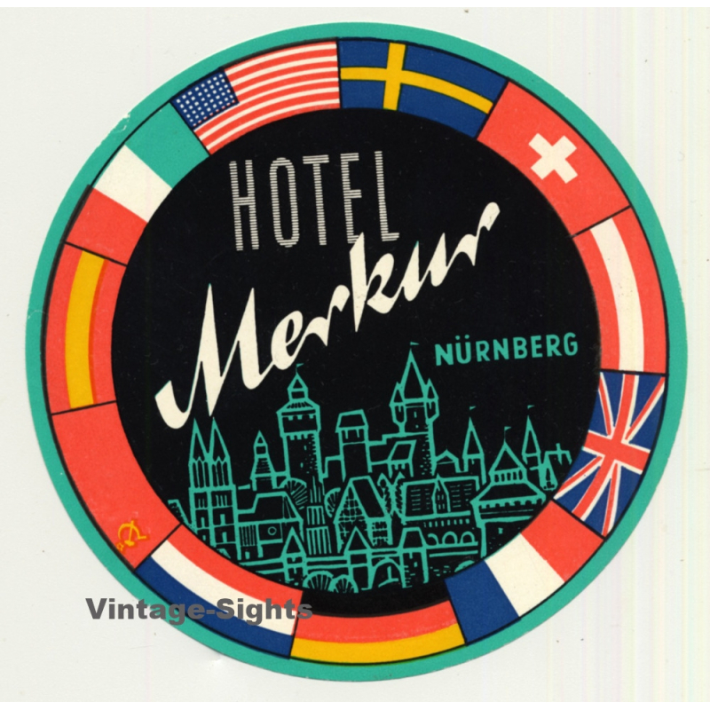 Nürnberg / Germany: Hotel Merkur (Vintage Luggage Label)