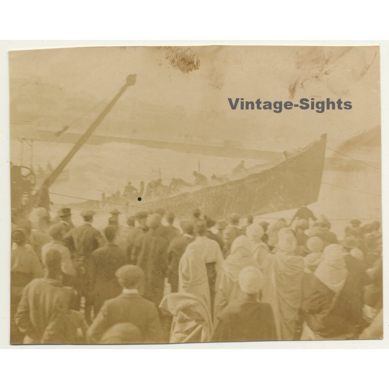 Casablanca / Morocco: Landing Of A Boat - Spectators (Vintage Photo Fedalah 1913)