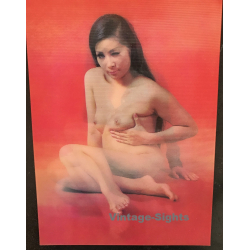 Pretty Nude Brunette Twinks (Vintage 3D Stereo Effect Postcard)