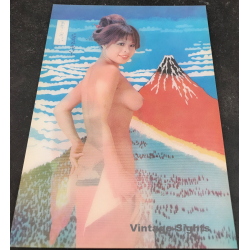Japanese Nude Woman - Mount Fuji - Kimono (Vintage 3D Stereo Effect Postcard)