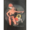 Biker & Nude Blonde Pin-Up / Bultaco (Vintage 3D Stereo Effect Postcard Toppan)