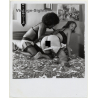 Semi Nude Lesbian Couple On Bed / Stockings (Vintage Photo Master B/W ~1970s)