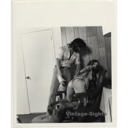 Semi Nude Woman On Chair Gets A Spanking *1 / BDSM (Vintage Photo Master B/W ~1970s)