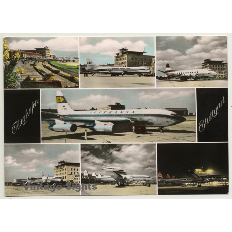 Germany: Flughafen Stuttgart - Lufthansa / Airport (Vintage RPPC ~1960s)