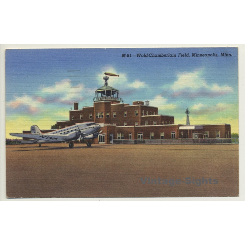 Minneapolis / USA: Wold Chamberlain Field / Airport (Vintage Postcard 1946)