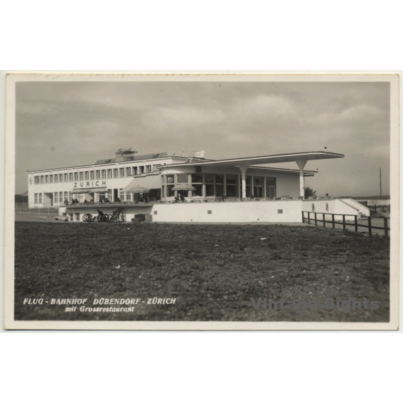 Switzerland: Flug Bahnhof Dübendorf - Zürich / Airport (Vintage RPPC ~1930s/1940s)