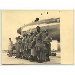 Congo Belge: Force Publique Delegation In Front Of Sabena OO-SDQ *3 (Vintage Photo...