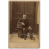 Older Man On Fancy Stool / Boots (Vintage Cabinet Card ~1870s/1880s)