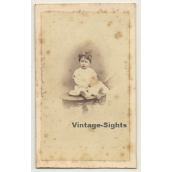 A. Dulluard / Bruxelles: Little Baby Girl On Table (Vintage Carte De Visite / CDV ~1870s)