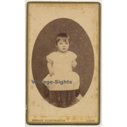 Bernard Klosterhalven - Liège: Shorthaired Baby Girl (Vintage Carte De Visite / CDV ~1880s/1890s)