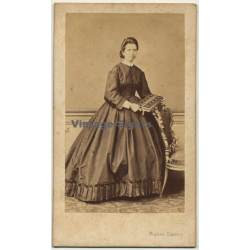 Walter Damry / Liége: Female Actress In Victorian Robe (Vintage Carte De Visite / CDV ~1870)