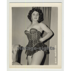 Gina Marie In Glamorous One Piece Costume / Collar (Vintage Irving Klaw Photo 1950s)
