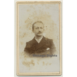 Ch. Lequeux & Co / Bruxelles: Portrait Man With Moustache (Vintage Carte De Visite / CDV ~1870s/1880s)