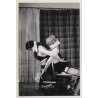 Blonde & Darkhaired Female On Knees / Hand Cuffs - BDSM (Vintage Photo 1964)