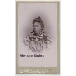 Luzzatto / Dunkerque: Belgian Woman With Victorian Blouse (Vintage Carte De Visite / CDV ~1880s/1890s)
