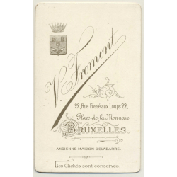 V. Froment / Bruxelles: Belgian Woman - Victorian Blouse - Updo (Vintage Carte De Visite / CDV ~1890s)