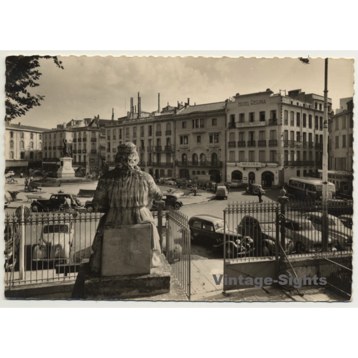 Perpignan / France: Place Arago - Hotel Regina (Vintage RPPC 1959)