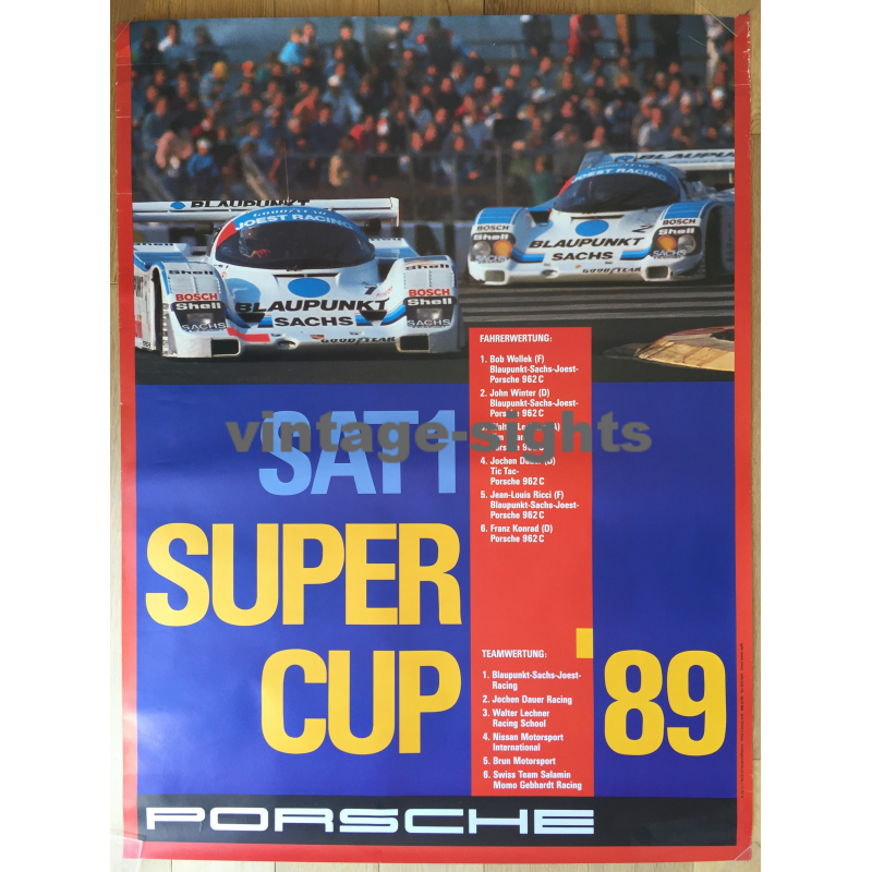 1989 Porsche Supercup 962C Winners Bob Wollek (Vintage Poster)
