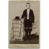A. Charbonnier / Sart-Dames-Avelines: Serious Young Boy / Suit - Hat (Vintage Cabinet Card ~1890s/1900s)