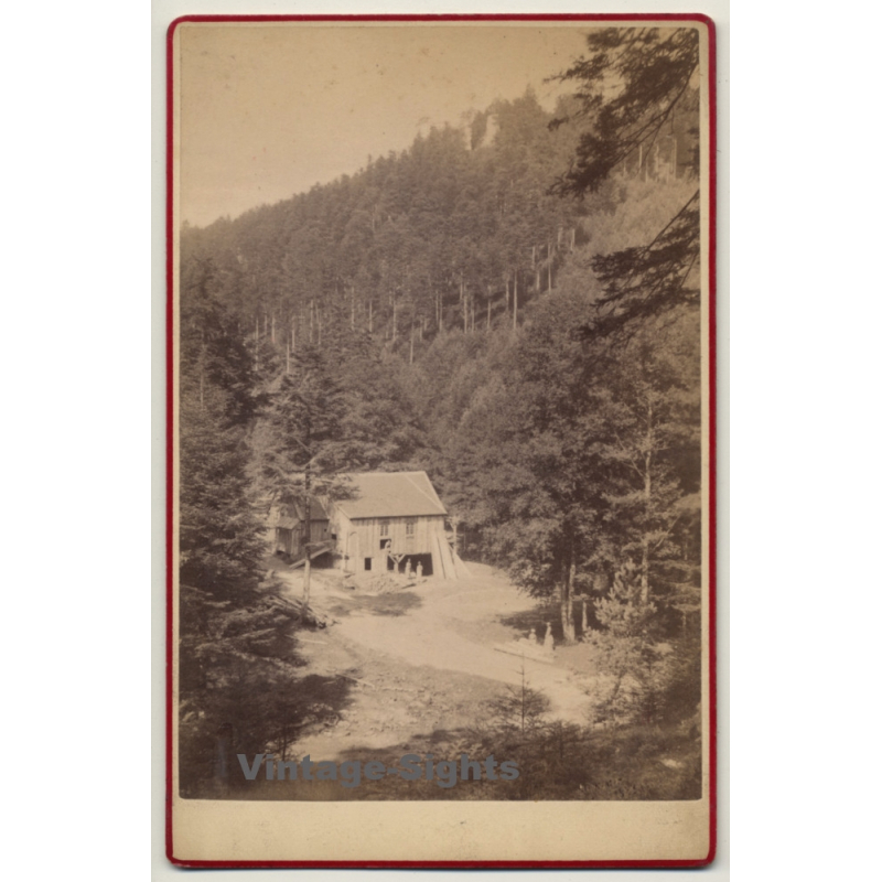 Les Vosges / France: Sawmill In Forest (Vintage Cabinet Card ~1870s/1880s)